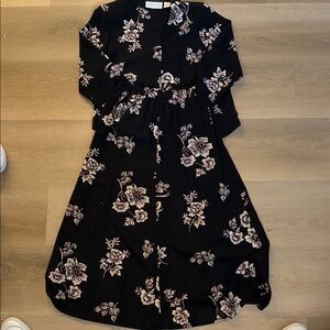 Floral Black and Pink Maxi Skirt Set